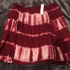 Love stitch tie dye off the shoulder top